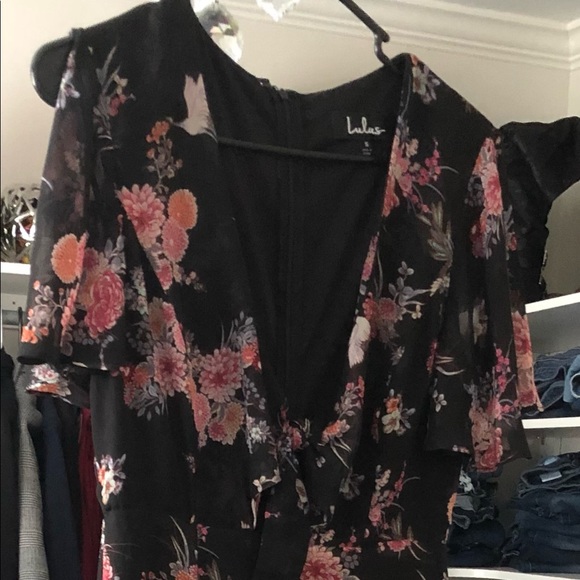 Lulu's Black Floral Dress - Picture 1 of 6